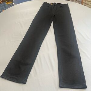 Le Jean By Charlie Gay High Rise Sabine Straight Black Waxed Denim Jeans Size 26